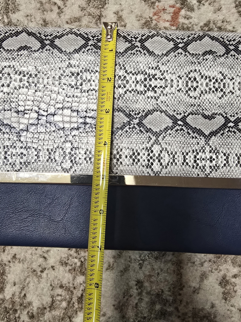 Unbranded Navy Blue, Gray Clutch Wristlet with Silver Chain Strap - Picture 15 of 17
